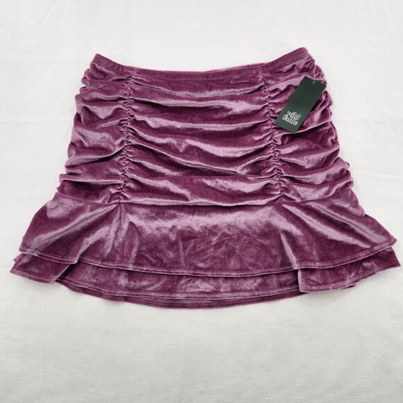 Wild Fable  Womens Ruched Velour Mini Skirt Purple Size Medium - Picture 1 of 6